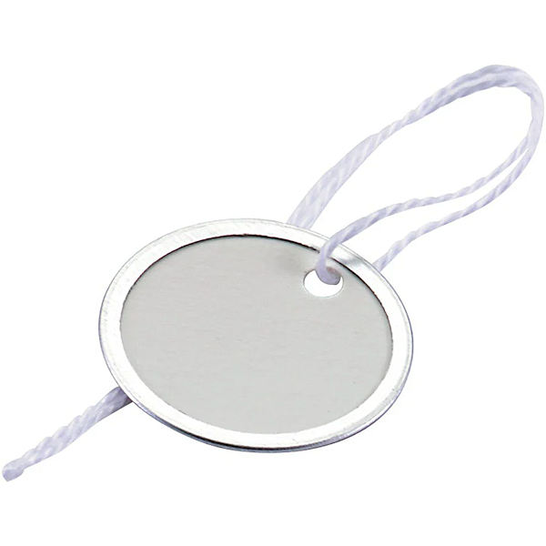 27220 - WHITE PAPER KEY TAG WITH STRING - 25 COUNT PACKS - 1 1/4" IN DIAMETER - LUCKY LINE