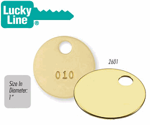 Lucky Line Solid Brass Round Tag - One Hole and 1 inch Diameter, 10/Pk (2601010)